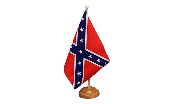 Confederate Small Flag with Wooden Stand